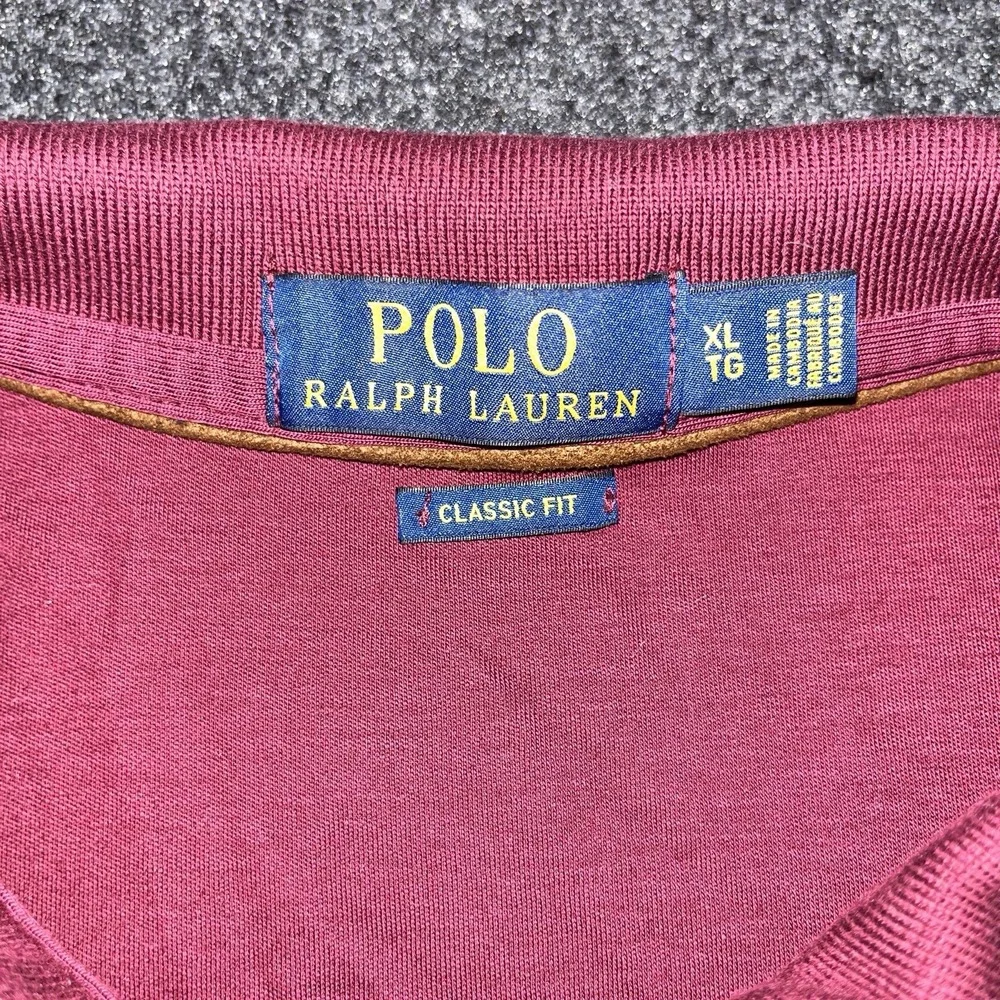 Polo by Ralph Lauren Polo Long‎ Sleeve Polo Shirt Maroon Mens XXL Flesh Pony